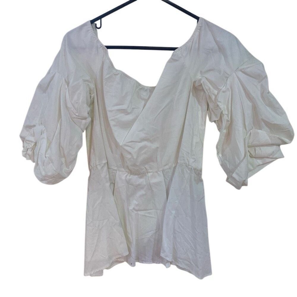 Quum 2XL white blouse puffy sleeve